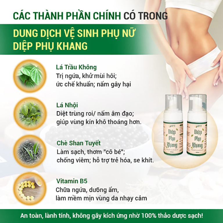 Thành phần dung dịch vệ sinh Diệp Phụ Khang