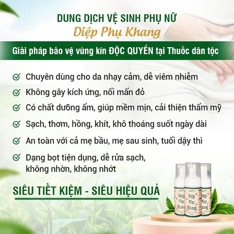 Dung dịch vệ sinh Diệp Phụ Khang ưu điểm